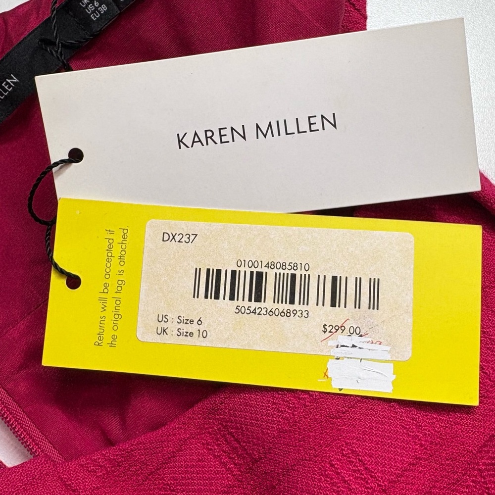 Karen Millen Structured Textured Pink Dress | Tailored Fit | Size US 6 - Picture 9 of 11